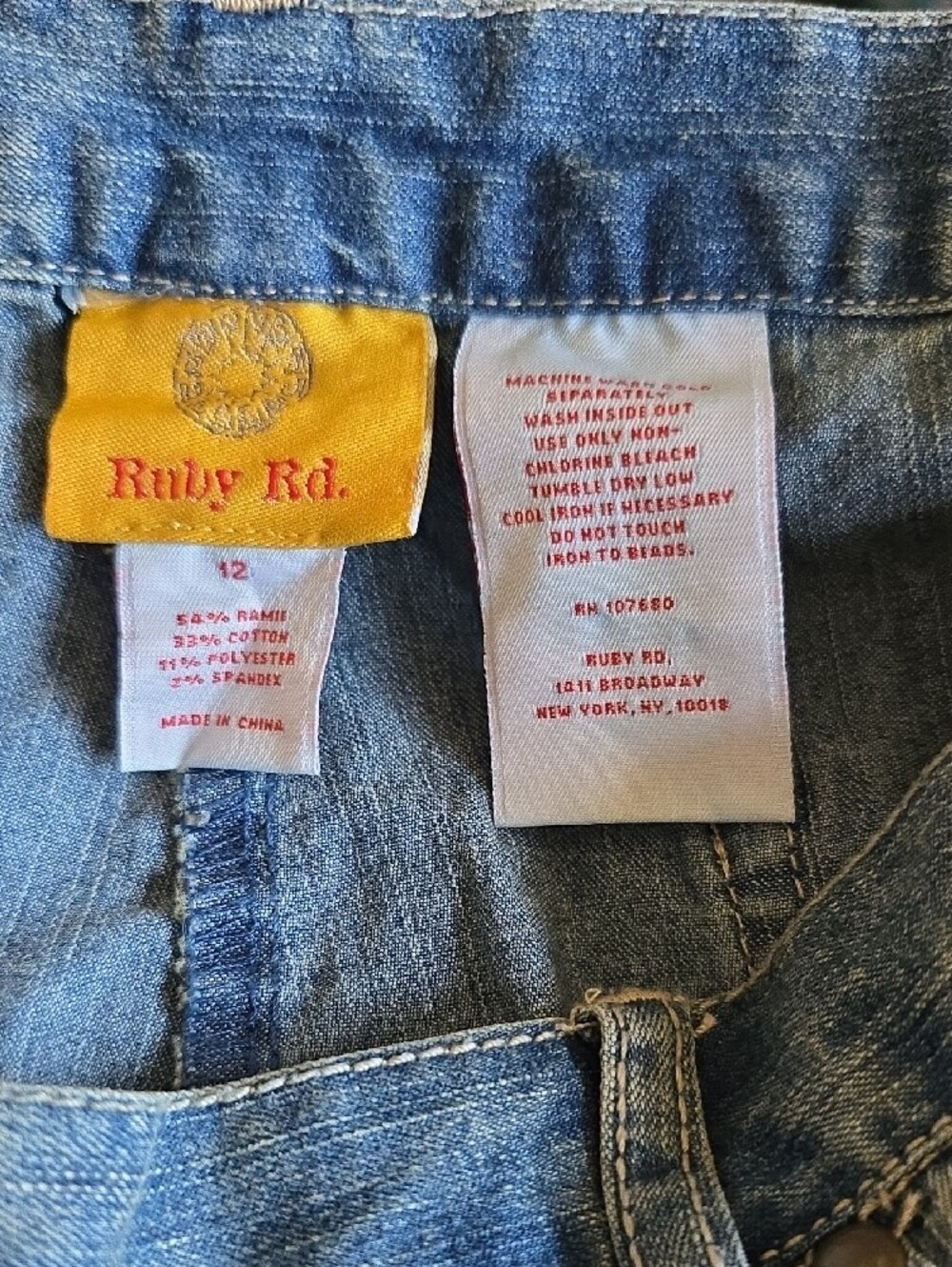 Ruby Rd. Light Blue Cropped Embroidered Jeans - Picture 4 of 4